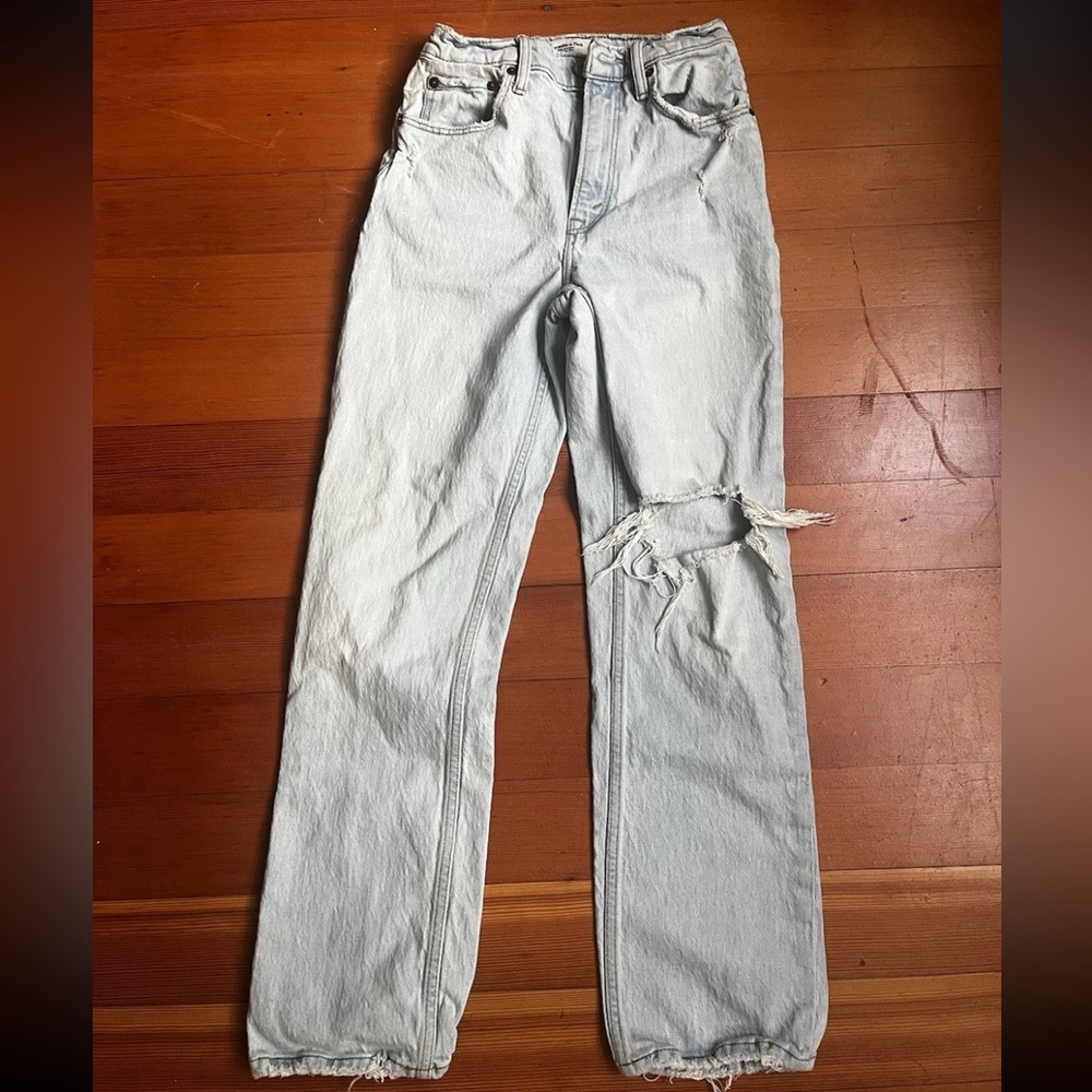 Abercrombie & Fitch Jeans Womens 00 The 90s Straight Ultra High Rise Distressed
